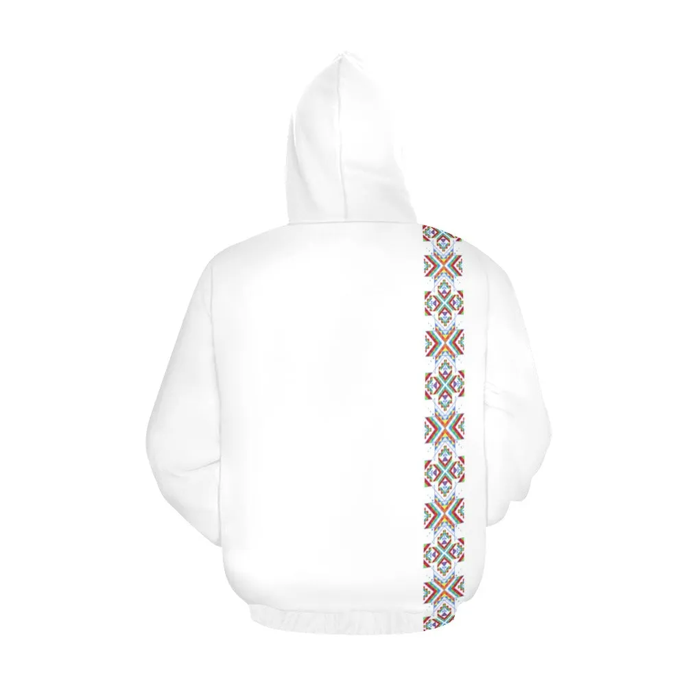 White Blanket Strip on White Hoodie for Men (USA Size)