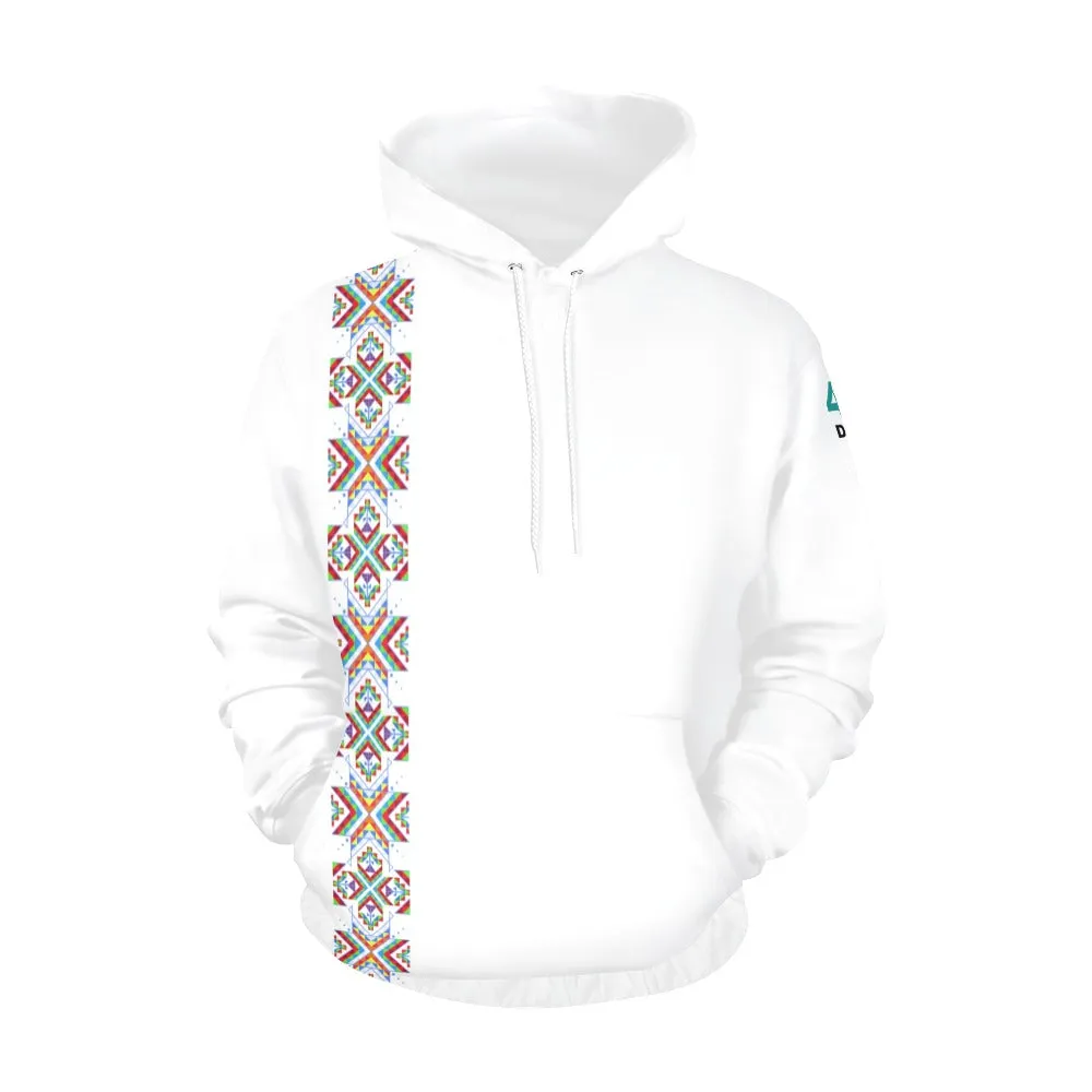 White Blanket Strip on White Hoodie for Men (USA Size)