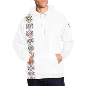 White Blanket Strip on White Hoodie for Men (USA Size)