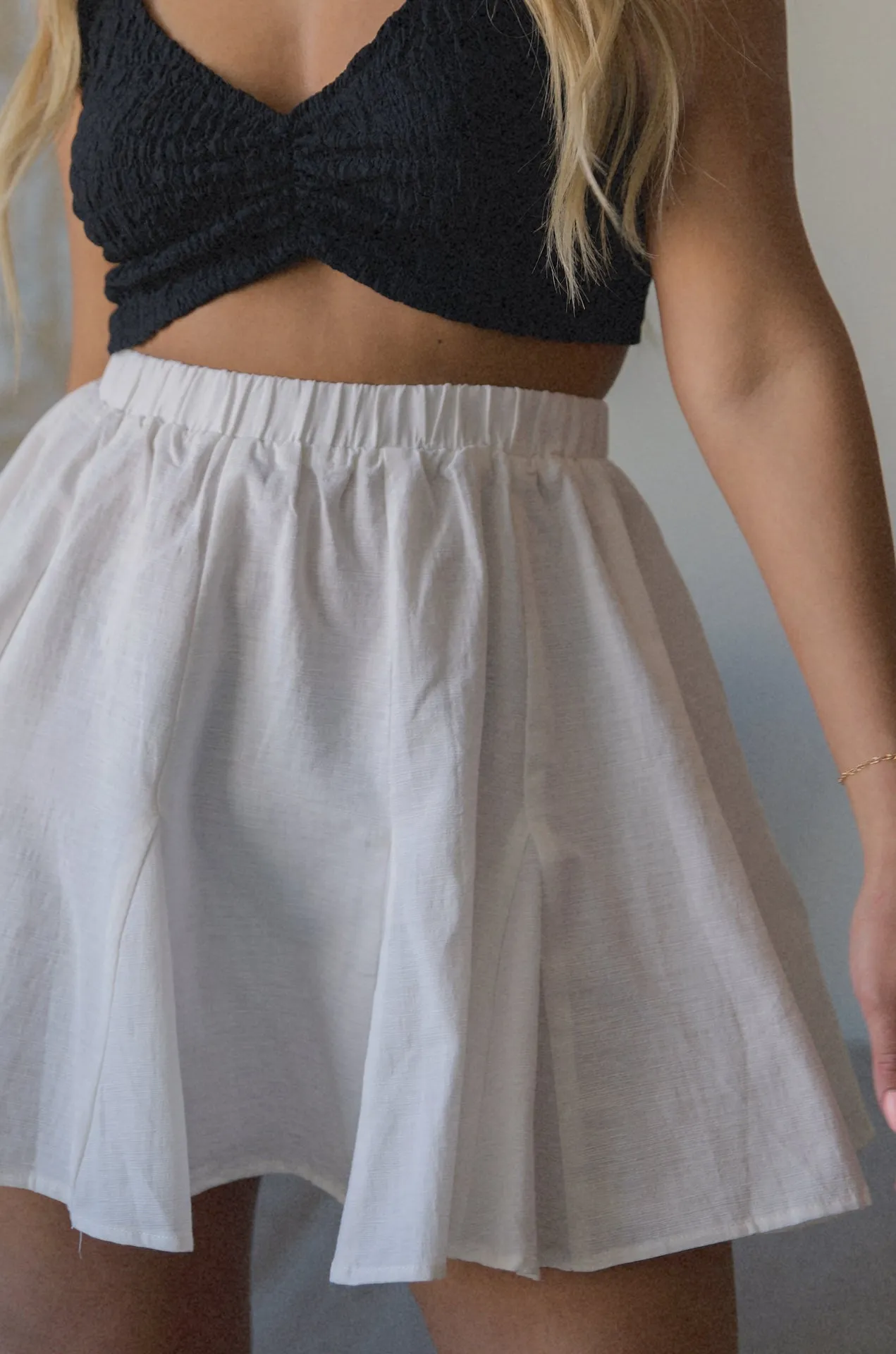 White Linen Mini Skirt