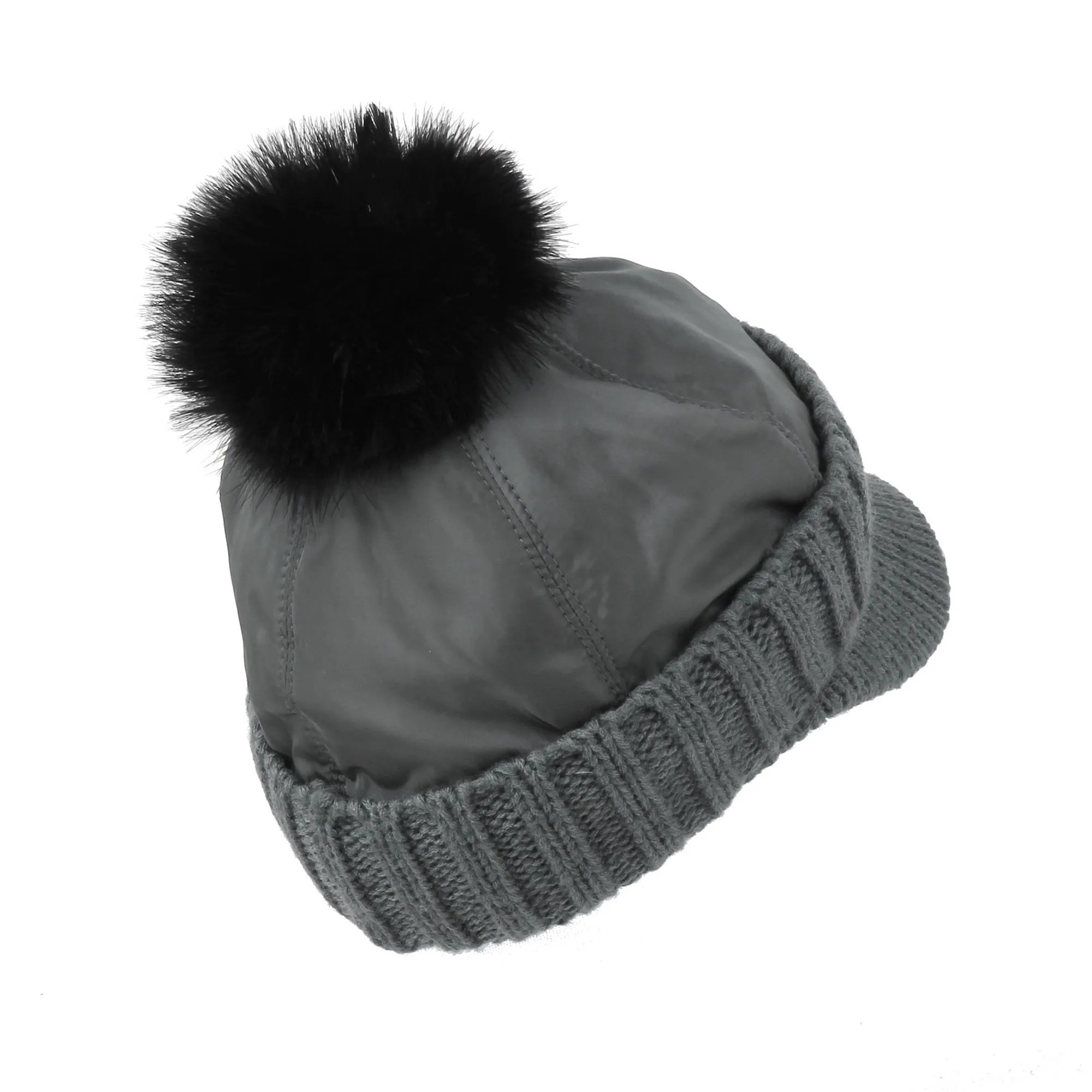 Winter Fleece Knit Visor Pom Beanie Hat Baseball Cap DWR1133