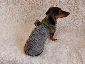 Winter wool coat with hood for dachshund or small dog.