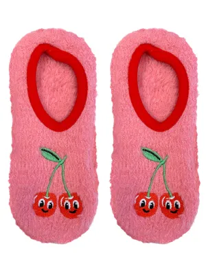 Women's Fuzzy Cherry Slipper Sock