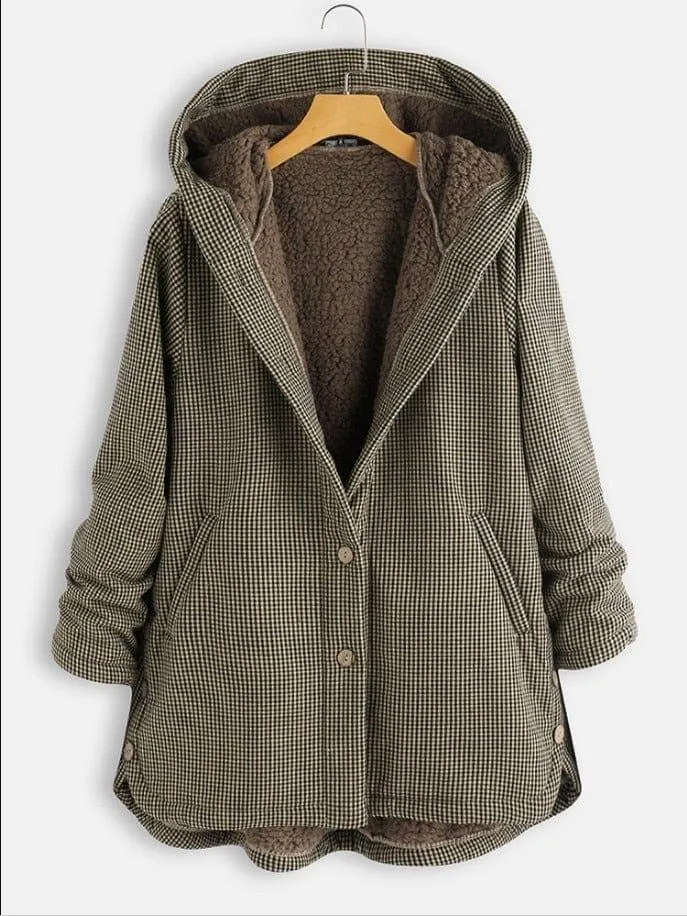 Women's Plaid Loose Plus Coat