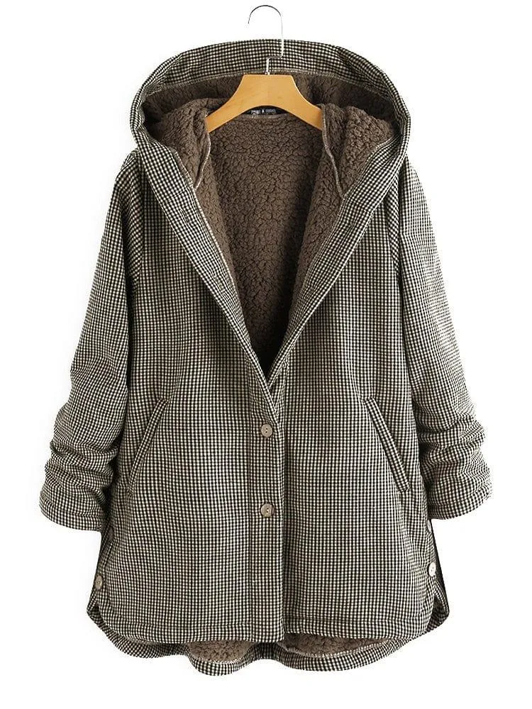 Women's Plaid Loose Plus Coat