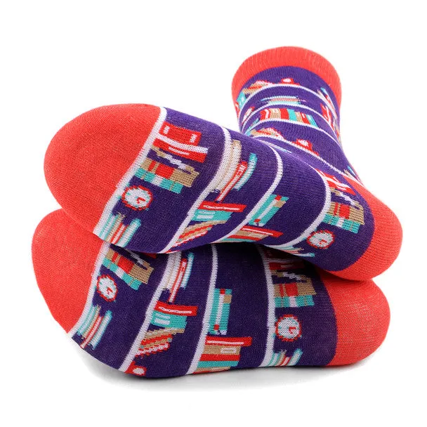 *Women's Stack of Books Novelty Socks