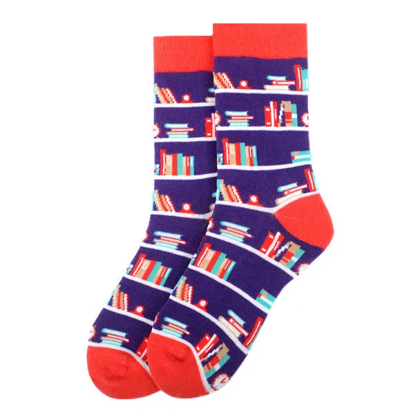 *Women's Stack of Books Novelty Socks