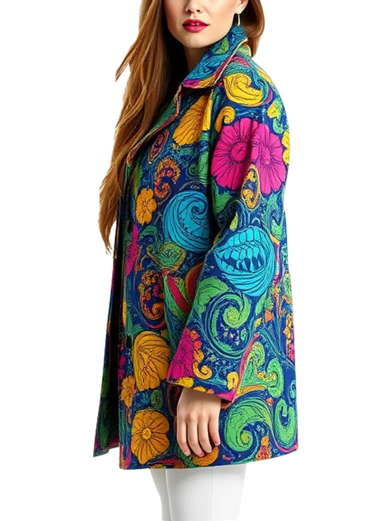 Women's Vibrant Multicolor Bold and Stylish Floral Coat