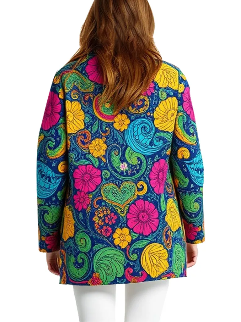 Women's Vibrant Multicolor Bold and Stylish Floral Coat