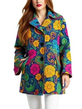 Women's Vibrant Multicolor Bold and Stylish Floral Coat