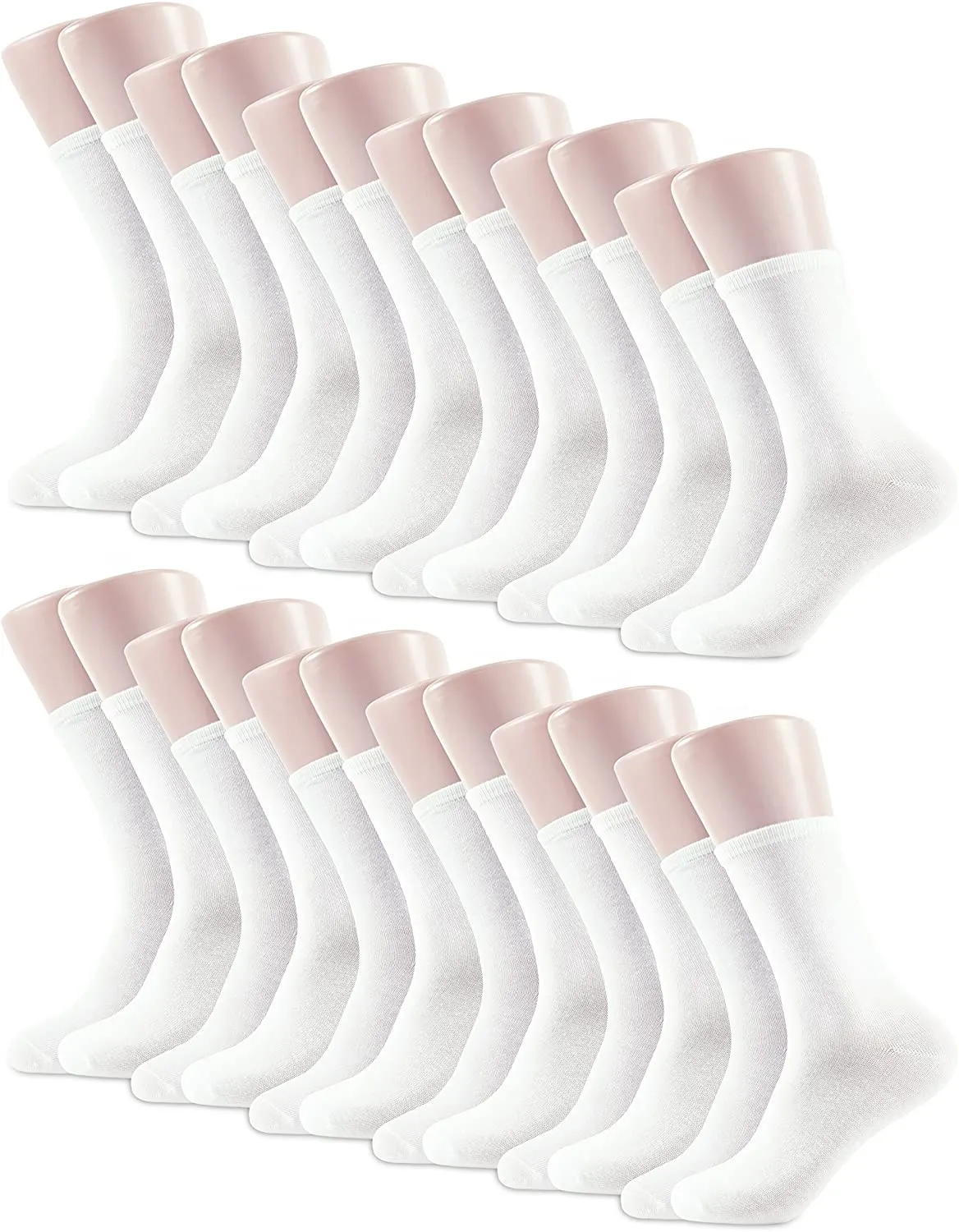 Women's White Crew Socks by Sockletics - 12 Pack of Comfort and Style