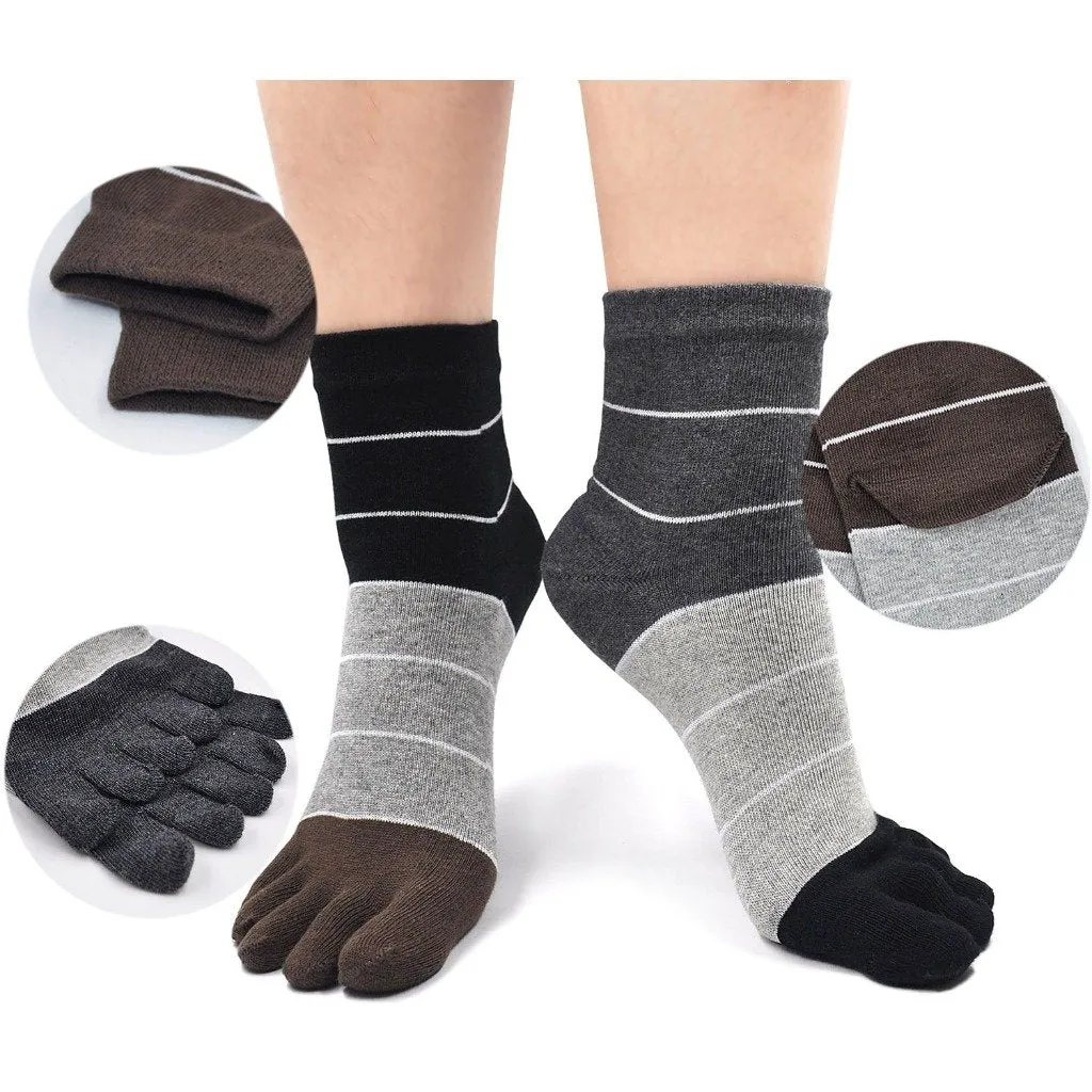 ZFSOCK Mixed Colors Gym 5 Finger Crew Socks for Men, 5 Pairs